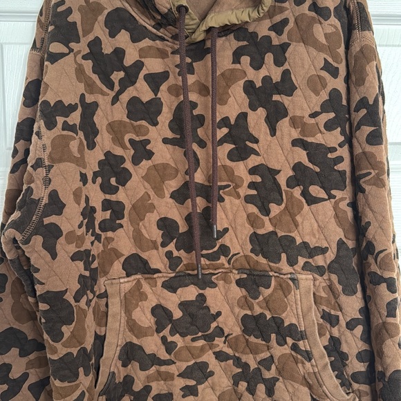 Men’s Orvis Brown and Black Camouflage Patch Quilted Hoodie - Picture 1 of 1